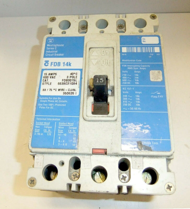 Westinghouse Circuit Breaker 15A FDB3015L