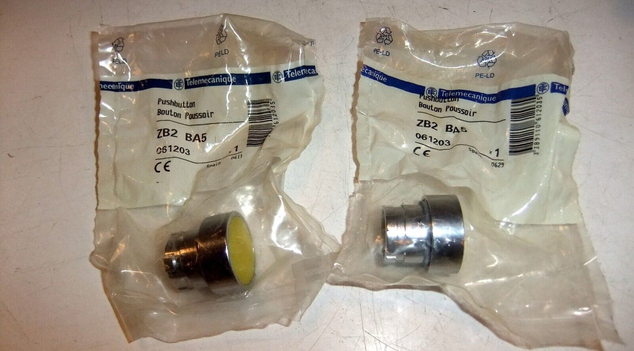 2 NIB Telemecanique ZB2 BA5 Yellow Push Button Heads
