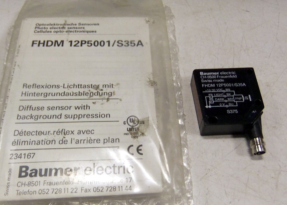 Baumer FHDM 12P5001/S35A Diffuse Photoelectric Sensor