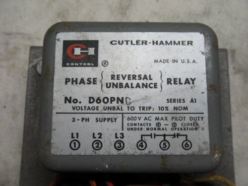 Cutler-Hammer D60PNC PHASE REVERSAL UNBALANCE RELAY