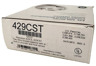 GE ESL 429CST 12-24 V DC 2-Wire Smoke Detector w/ Built-In Sounder & Heat Sensor