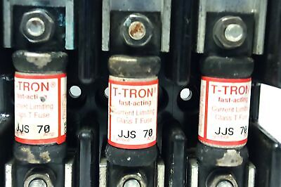 Bussmann T60100-3C 600 V 100 A 3 Pole Fuse Holder w/ 3 JJS-70 600 V 70 A Fuses