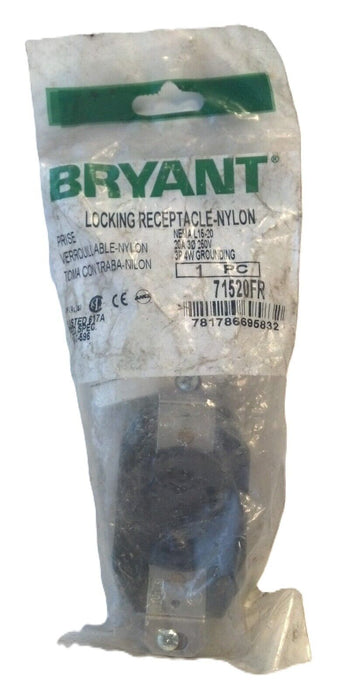 Bryant 71520FR 20 A 250 V AC NEMA L15-20 3P 4W Locking Flush Receptacle