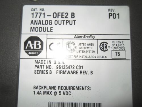 1 Allen-Bradley 1771-OFE2 B ANALOG OUTPUT MODULE & WIRING ARM