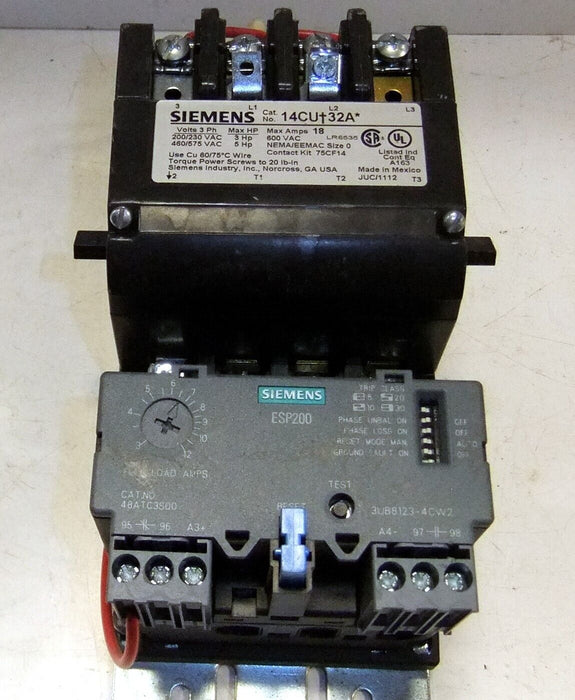 Siemens Size 0 Starter 14CUC32AA Adjustable Overload
