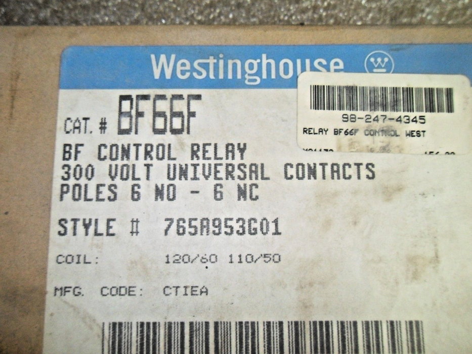 Westinghouse 300V Control Relay BF66F