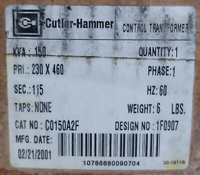 Cutler-Hammer C0150A2F Step Down Transformer
