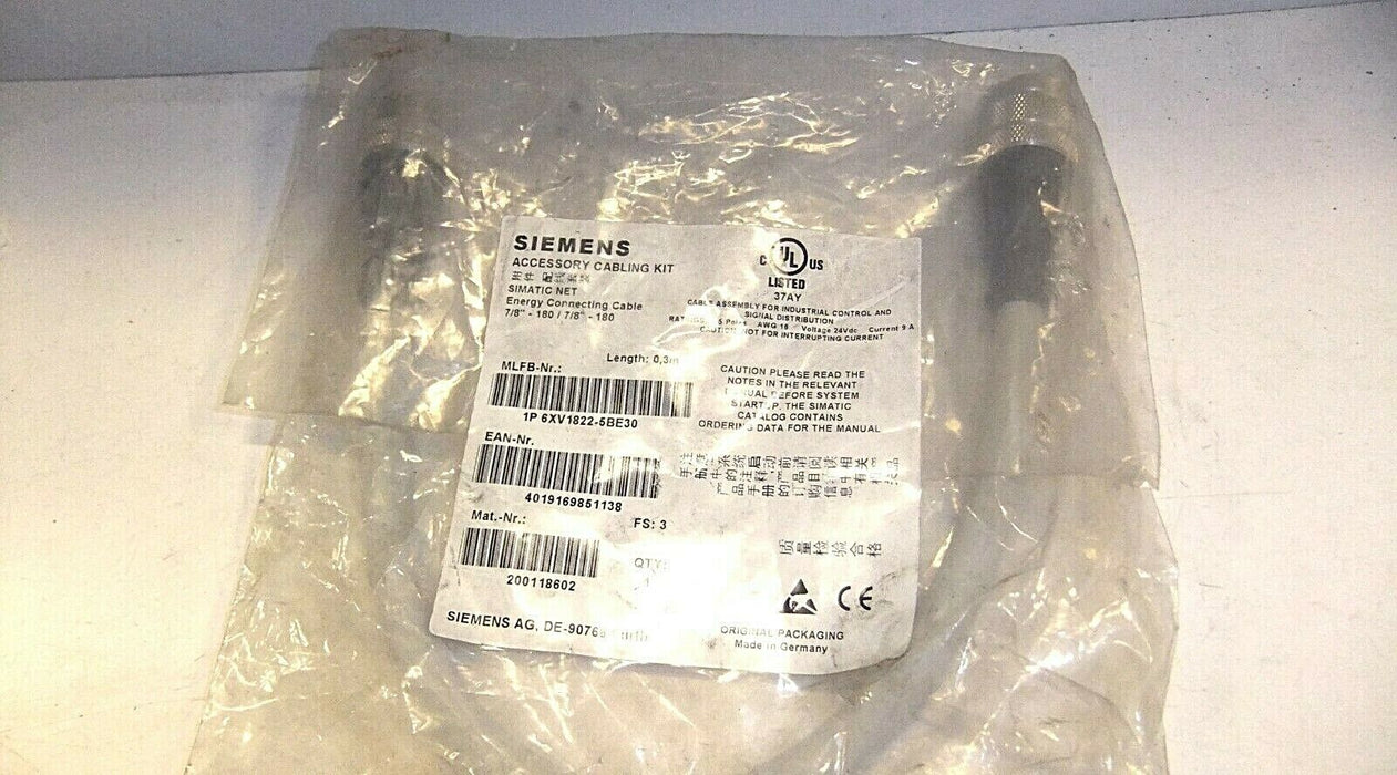Siemens Energy Connecting Cable 1/8" -180 6XV1822-5BE30