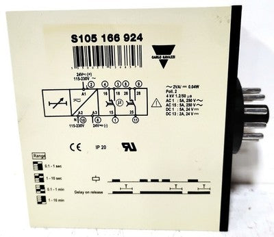 Carlo Gavazzi S105166924 24 V DC / 115-230 V AC 0.1 sec - 10 min Delay-Off Relay