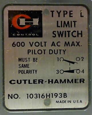 Cutler-Hammer 10316H-193B Rotary Limit Switch