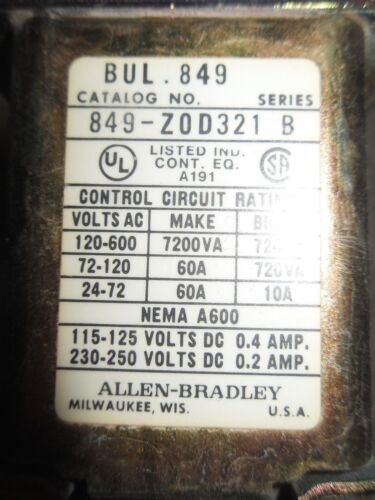 Allen-Bradley 849-ZOD321 Pneumatic Timing Relay