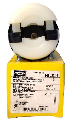 Hubbell HBL2311 TWIST-LOCK 125 V AC 20 A 2 Pole 3 Wire Male Plug