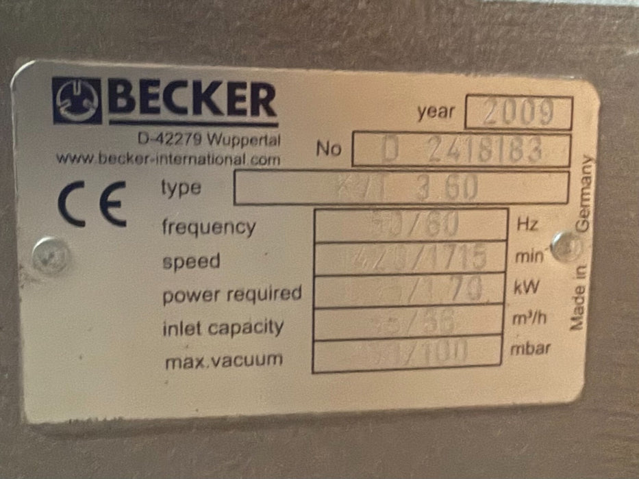Becker Pumps KVT3.60 Oil-Free Rotary Vane Vacuum Pump