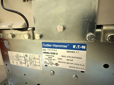 Cutler-Hammer CN15VN3A 110/120 V AC 1215 A 900 HP Size 8 Non-Reversing Contactor