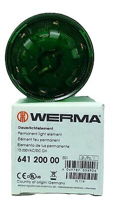 WERMA 641.200.00 12-230 V AC/DC Green Steady Beacon Light Lens No Bulb
