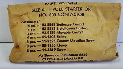 Cutler-Hammer 6-1-4 4 Pole Size 0 Contact Kit