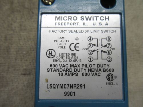 1 MICRO SWITCH LSQYMC7NR291 9901 LIMIT SWITCH