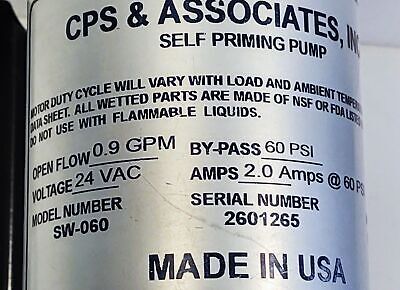 CPS & Associates SW-060 24 VAC 2 A 0.9 GPM Pump with Accessories