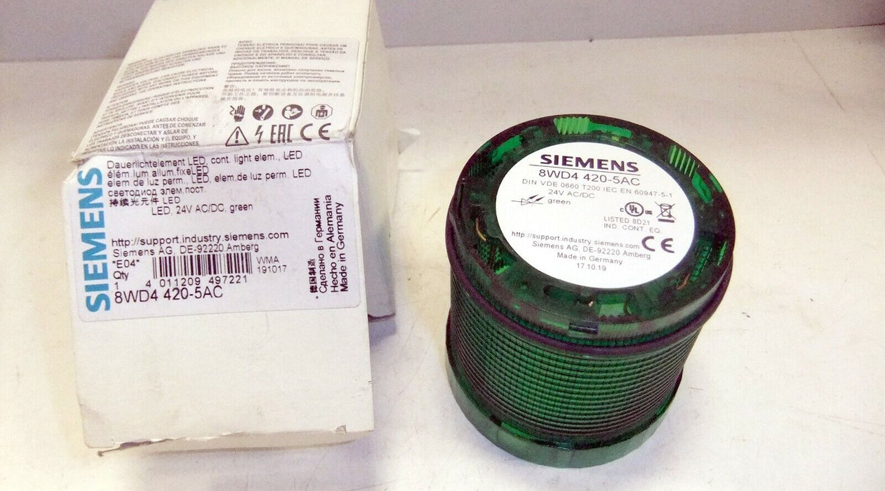 Siemens LED Continuous Light 24v AC/DC 8WD4 420-5AC Green