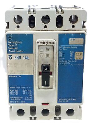 Westinghouse EHD3030 EHD-14K 3 PH 3 Pole 480 V 30 A Molded Case Circuit Breaker