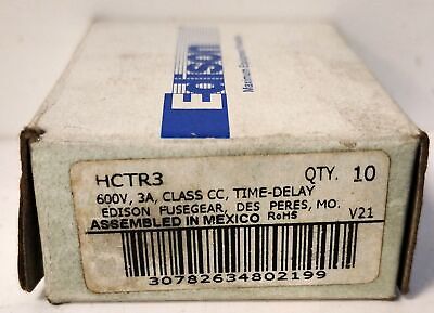 Edison HCTR3 600 V AC 3 A Current Limiting Time-Delay Fuse - Lot of 9