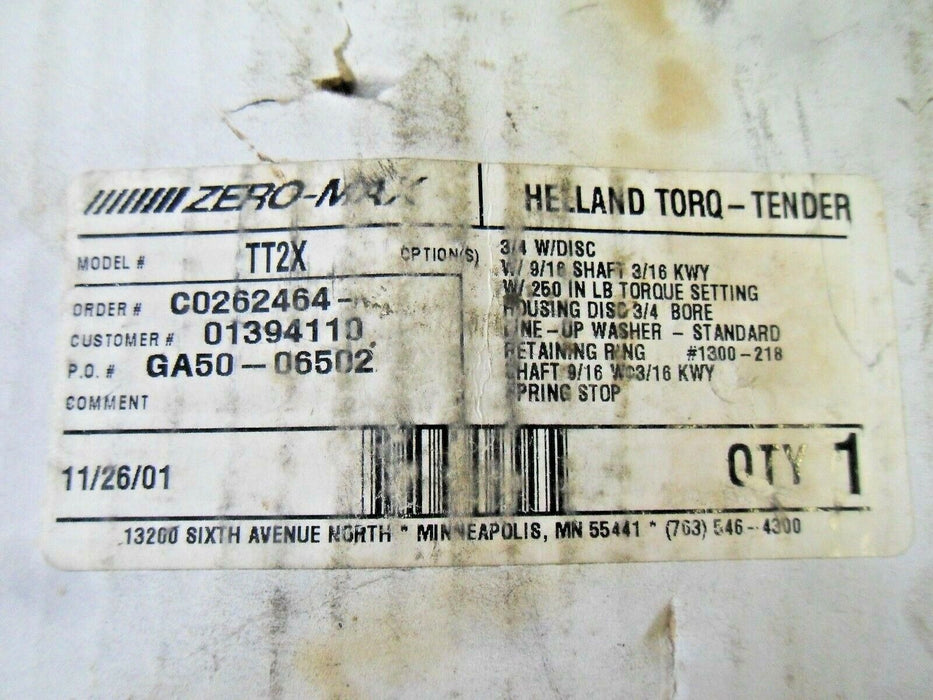 Zero Max TT2X Torque Limiter
