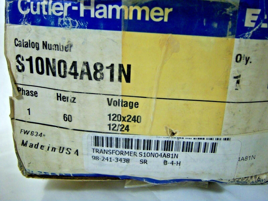 Cutler-Hammer Transformer S10N04A81N .05KVA 1PH