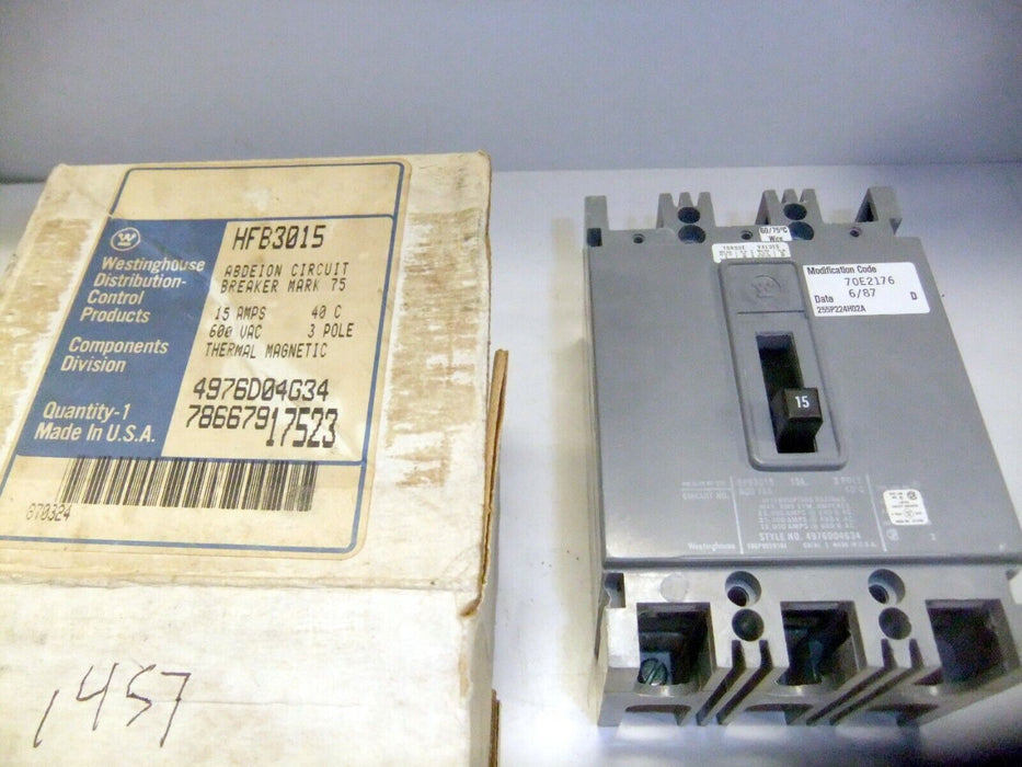 Westinghouse Circuit Breaker 15A FDB3015
