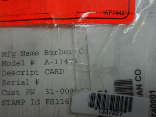 1 BARBER COLMAN A-11474 CARD
