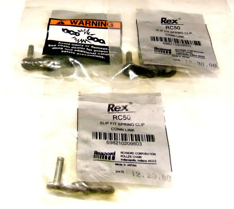 3 Rexnord RC50 Sure Fit Spring Clip Chain Link