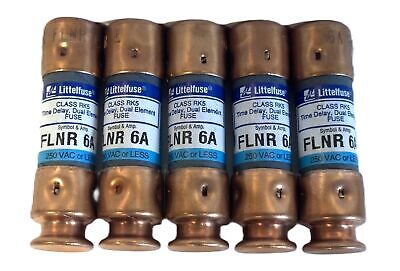 Littelfuse FLNR 6A 250 VAC Time-Delay Fuse - Lot of 5