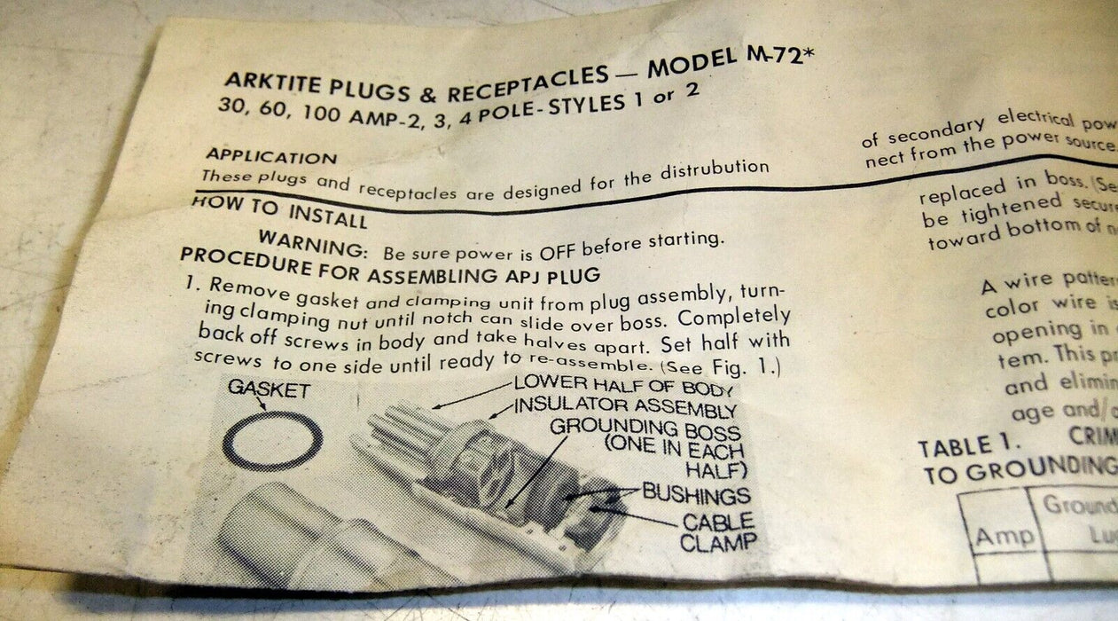 Cooper Crouse Hinds APJ3475 Model M72 Plug 30A 4P 4 Wire