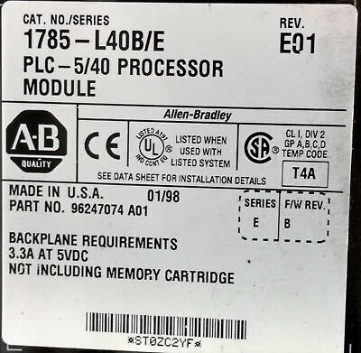 Allen-Bradley 1785-L40B/E PLC 5/40 Processor