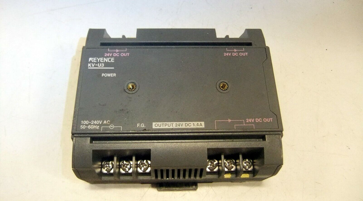 Keyence KV-U3 DC Power SupplY 100~240V AC IN OUTPUT 24VDC 1.4A