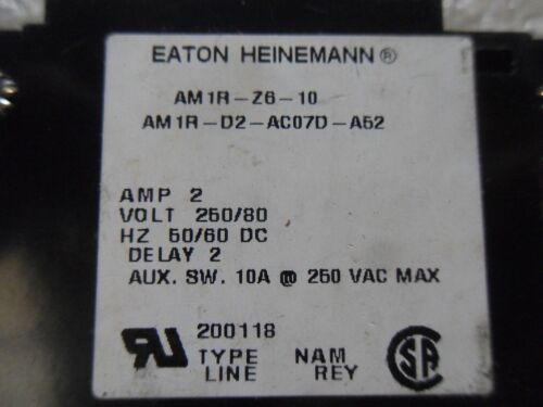 1 EATON HEINEMANN AM1R-Z6-10 AM1R-D2-AC07D-A52 CIRCUIT BREAKER