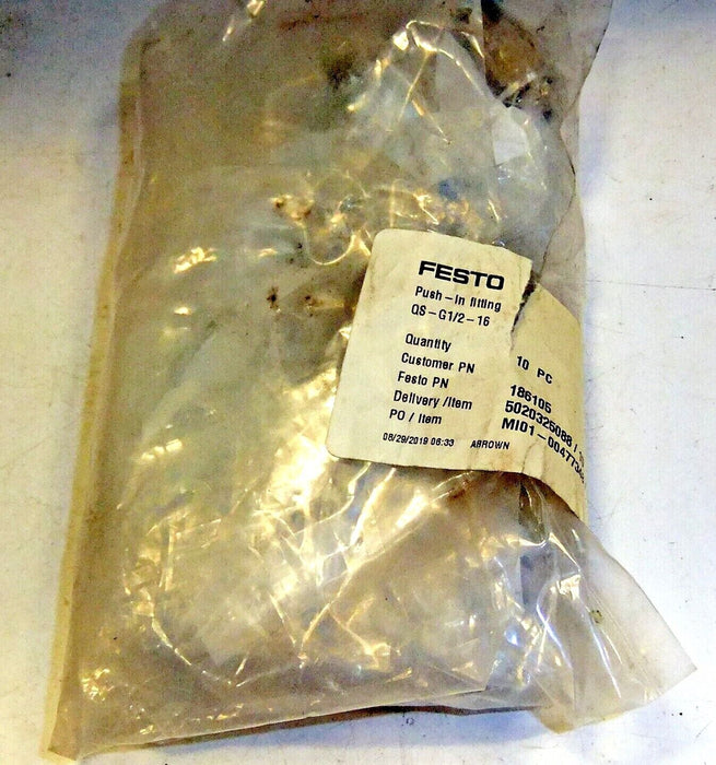 10 Festo Push in Fittings QS-G1/2-16