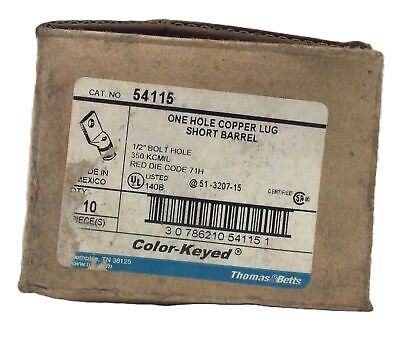 Thomas & Betts 54115 1/2" Bolt Red Die Compression Lugs - Lot of 10
