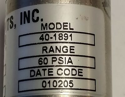 Honeywell / Mercury Instruments 40-1891 Pressure Transducer