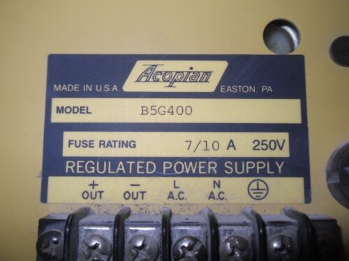 1 ACOPIAN B5G400 REGULATED POWER SUPPLY