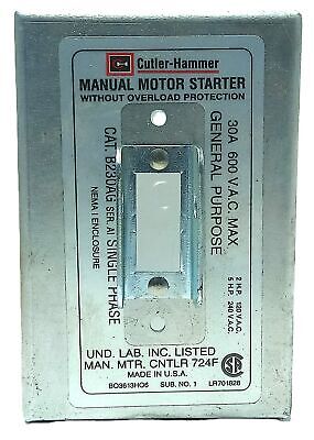 Cutler-Hammer B230AG 120/240VAC 2-5 HP 2 Pole Manual Starter in NEMA 1 Enclosure