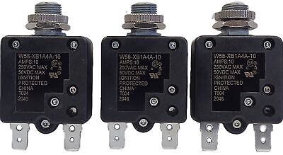 TE Connectivity W58-XB1A4A-10 250VAC/50VDC 10A 1-Pole Thermal Circuit Breaker