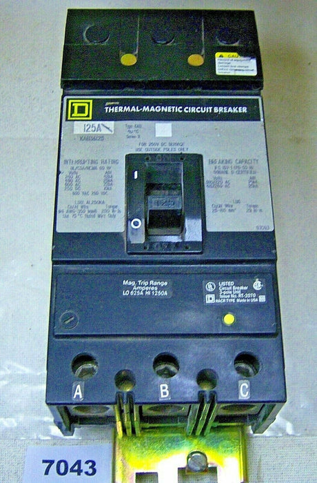 Square D Circuit Breaker KAB36125 3P 600V 125A