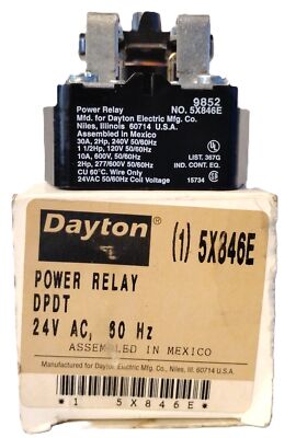 Dayton 5X846E 24 V AC DPDT Power Relay