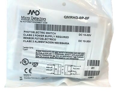 AutomationDirect QMRHD-0P-0F 10-30 VDC Photoelectric Through-Beam Sensor Pair