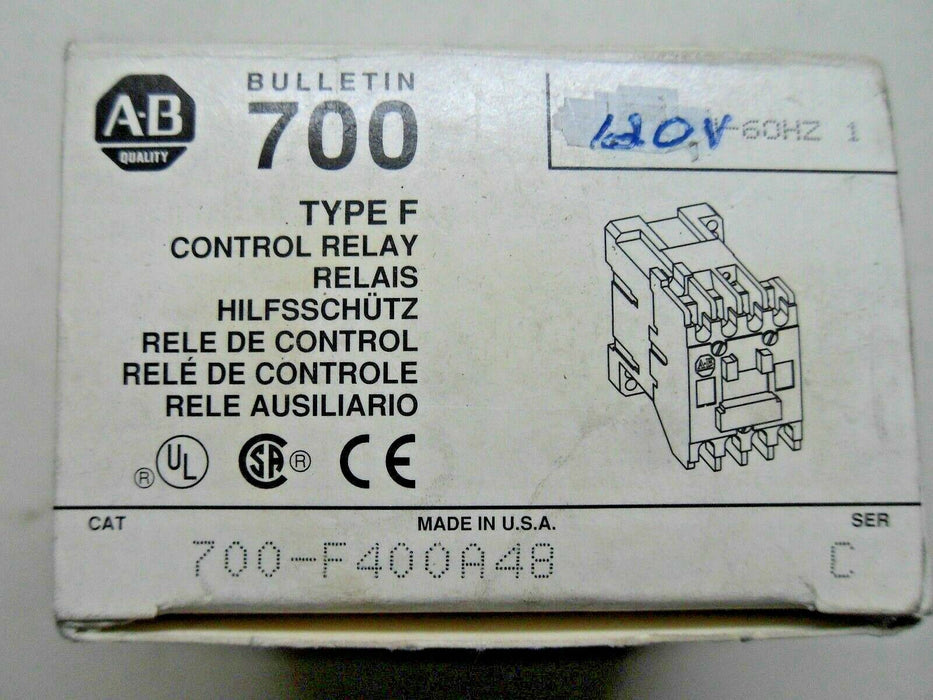 1 Allen-Bradley 700-F400A48 48V Type F Control Relay