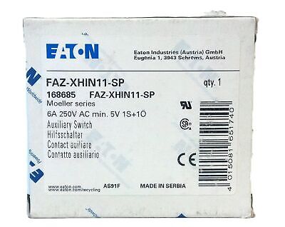 Eaton FAZ-XHIN11-SP 250 V AC 6 A 1 NO / 1 NC Auxiliary Circuit Breaker Switch