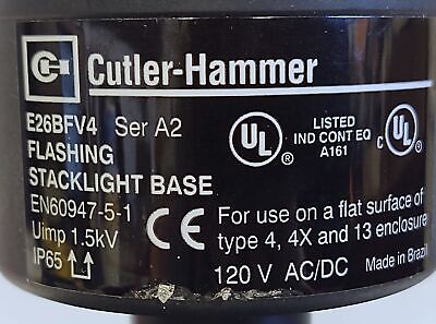 Cutler-Hammer E26BFV4 Flashing Stacklight Assembly w/ Red and Amber Lenses