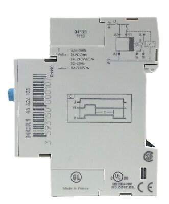Crouzet MCR1 24 - 240 VAC / 24 VDC 8A 0.1sec - 100hr Din Rail Mount Timer Relay