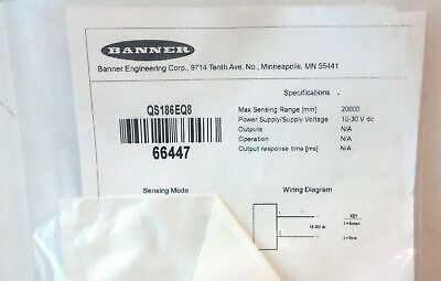 Banner Engineering QS186EQ8 20M 10-30 VDC Photoelectric Proximity Sensor Emitter
