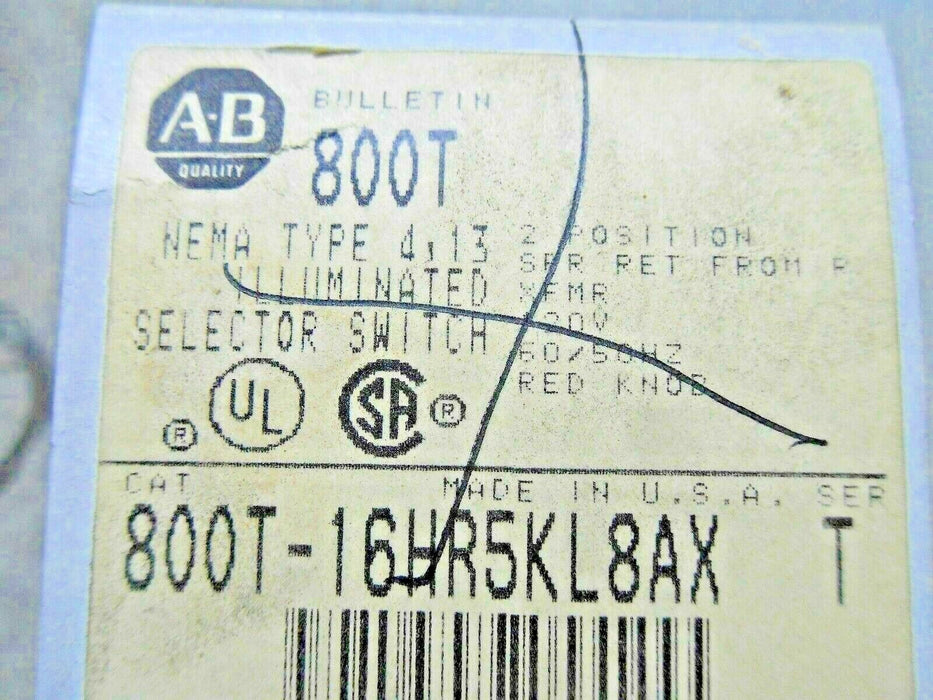 1 Allen-Bradley 800T-16HR5Kl8AX Red Illuminated Selector Switch